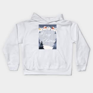 Merry Christmas Ice Skating Scene Kids Hoodie